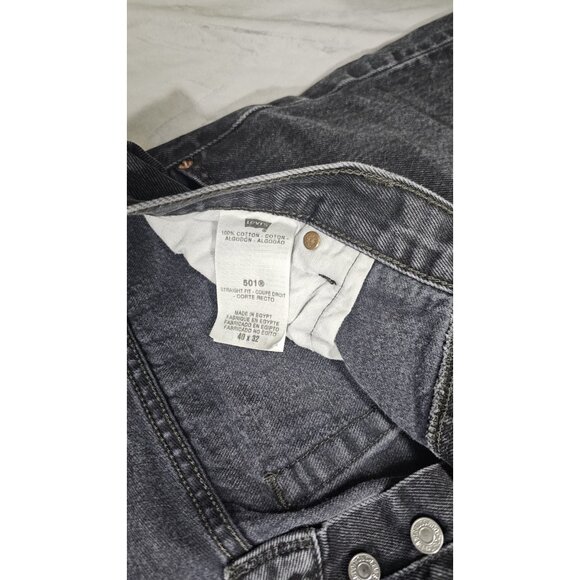 Levis 501 Jeans Mens 40x32Black Denim Button Fly Straight July 2011 - Picture 4 of 10